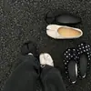 Zapatos de Mujer Chuyuji Mary Jane Francés Primavera/Verano Lunares Satén Poco Profundos de una Sola Pieza Planos Moño Zapatos de Ballet Punta Dividida
