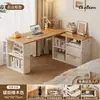Mesa de canto em madeira maciça para uso doméstico, escrivaninha de estudo e escrita com estante, mesa integrada, penteadeira de quarto, mesa de computador em L ao lado da cama