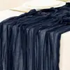 Novos produtos transfronteiriços Caminho de mesa enrugado Gaze Toalha de mesa translúcida Toalha de mesa para festa de feriado Toalha de mesa de casamento Twist Caminho de mesa enrugado