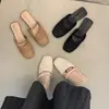 Encontro Primeiro Temporada Mules de Salto Baixo Bico Fechado de Calçar para Mulheres, Sapatos Trançados Estilo Boêmio Sem Salto para Mulheres