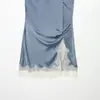 Ropa Europea y Americana de Mujer Transfronteriza, Vestido de Moda con Detalle de Encaje y Textura de Satén de Seda Más Vendido en Aliexpress