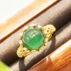 Anillo Popular de Calcedonia 2025, Lujoso, Exquisito y Atmosférico, Flor Verde, Anillo para Mujeres Ricas, Ajustable 8134