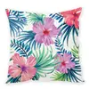 Funda de Almohada de Peluche Estilo Ins con Estampado Digital de Planta Verde y Flores Serie Floral de Verano Funda de Cojín para Sofá Coche Transfronterizo