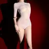 Maiô Triângulo de Manga Curta Transparente Ultra-fino 5D com Brilho de Óleo Body de Óleo de Cavalo Tamanho Plus Roupas Justas Sexy para Corpo Inteiro Meias Mulher