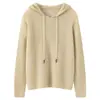 Nuevo suéter de cachemir 100% puro Yuanbaozhen para otoño e invierno para mujer, sudadera con capucha tejida con mangas insertadas, color liso