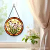 Enfeites de vidro com flores cor-de-rosa e borboletas brancas transfronteiriços, decorações coloridas suspensas para casa, decorações de janela, apanhadores de sol para jardim