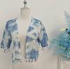Vestido artístico azul tie-dye hecho a mano de Radix Isatidis de planta pura original, sobrecapas exteriores protectoras solares