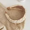 Faixa de cabeça de tricô retrô estilo francês para mulheres, simples e moderna, cor sólida, de aba larga, faixa de cabeça para pressionar o cabelo, acessório de cabeça de tricô pastoral