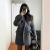 Blazer de Lã Curto para Mulheres 2026 Outono e Inverno Novo Estilo Sensação de Luxo Casaco de Lã Grosso Acolchoado para Tamanhos Pequenos