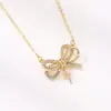 Collar con colgante de perla y circonita con incrustaciones de lazo con baño de oro de 14 quilates, accesorios de bricolaje