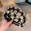 Diadema Larga de Dientes con Perlas y Cristales de Gama Alta y Elegante, con un Aspecto de Lujo y a la Moda, Adecuada para Llevar en la Parte Superior de la Cabeza o para Lavarse la Cara
