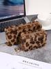 Nuevo traje transfronterizo, monedero de peluche creativo, cartera de peluche con estampado de leopardo a la moda, tarjetero peludo sencillo de nicho
