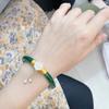 Bestia tragadora de oro calcedonia natural pulsera tintineante pulsera de ágata extremadamente delgada pequeña y exquisita pulsera de jade joyería para damas