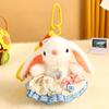 Chaveiro de pelúcia fofo de coelho pequeno, pingente de bolsa escolar, joias pequenas, bolsa de casal de boneca de desenho animado, joias penduradas, presente