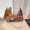 Bolsa pequena quadrada de ombro/axila única estilo coreano 2026 tendência estilo feriado bordada floral com lantejoulas grande capacidade