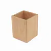 Suporte de caneta criativo simples para mesa de escritório de madeira, suporte de armazenamento para canetas, redondo, quadrado, de pinho