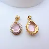 Colgante Encanto de Malla Hueca con Borde Dorado Cobre de Alta Retención de Color, Forma de Gota de Agua, Accesorios para Pulsera Collar DIY