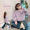 Novedades de Primavera y Otoño para Niños Medianos y Grandes Dulce Lindo Dibujos Animados Solapa Manga Larga Sudadera Versátil Simple de Personalidad de Moda