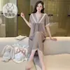 Vestido Pijama de Algodão Nuvem para Mulheres, Verão, com Bojo Embutido, Estilo Doce de Princesa, Manga Curta, Tamanho Grande, Roupa de Casa, Pode Ser Usado ao Ar Livre
