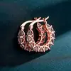 Pendientes de Aro de Diamante Marquise Huecos de Alta Gama, Clips para Orejas de Lujo Ligero, Diseño de Nicho, Pendientes Exquisitos para Ir al Trabajo y Citas, Creando una Atmósfera Elegante