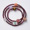 Pulsera Delgada de Granate Natural con Múltiples Piedras Preciosas Nuevo Estilo Chino Perfección Redonda de Innumerables Cosas Pulsera de Múltiples Vueltas de Alta Calidad Venta al por Mayor