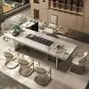 Nova mesa de chá de laje de pedra em estilo chinês para sala de estar, mesa de chá com varanda, combinação de mesa e cadeira, mesa de chá integrada para escritório e casa