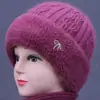Gorro de Lana Cálido de Invierno con Felpa para Madres de Mediana Edad y Mayores, Gorro de Punto para Señoras Mayores con Protección Auditiva para el Frío al Aire Libre
