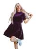 Vestido de terciopelo de color puro nuevo 2024, elegante vestido de viajero diario para mujer de estilo europeo y americano, falda corta adelgazante para mujer
