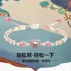 Pulsera de Flor de Durazno Hecha a Mano de Conejo y Oso Pulsera de Dibujos Animados Rilakkuma Regalo para Mejor Amigo Pulsera de Plata para Niños