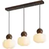 Lámpara de araña de estilo japonés vintage para restaurante, lámpara de mesa de comedor triple simple de nogal, lámpara de araña pequeña y silenciosa de estilo antiguo.