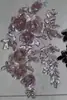 Patch de Bordado de Flor Rosa 3D de Tamanho Grande para Vestido de Casamento, Acessórios de Decoração DIY para Cheongsam, Renda com Contas Feita à Mão