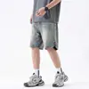 Oferta especial 2026 shorts de mezclilla amarillos de estilo americano vintage, color barro, holgados de verano para hombre, algodón