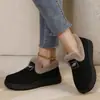 Sapatos de Algodão Femininos com Padrão Escuro Retrô Borda de Pelúcia de Inverno Solado Grosso Sapatos de Mãe Leves para Meia-Idade e Idosos Sapatos Quentes Dropshipping