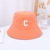 Chapéu de Pescador com Protetor Solar para Casal Primavera e Verão Cor Sólida Casual Versátil Chapéu de Palha Letra C Estilo Japonês Chapéu de Moda Artístico