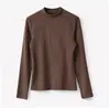 Camiseta de Manga Larga con Cuello Semi-alto Roscado de Fibra de Madera de Seda Keyouke 300 Color Sólido Camiseta Base Ropa de Mujer para Primavera y Otoño