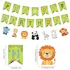 Banner Personalizado de Cumpleaños con Temática de Animales para Niños, Set de Toppers para Pastel, Decoración, Accesorios para Montaje del Lugar