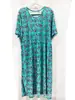 Vestido estilo coreano, cuello redondo, cómodo camisón para mujer, informal, fresco, plisado, manga corta, floral, vestido largo adelgazante.