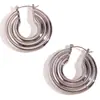 Moda Europea y Americana Pendientes Exagerados Simples Versátiles de Personalidad Acero Inoxidable Color Hueco Calado Luz de Lujo Pendientes de Gama Alta para Mujeres