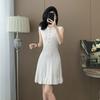 Estilo Francés Verano 2026 Nuevo Estilo Color Sólido Canalé Moderno Elegante Cuello Polo Vestido de Punto sin Mangas Mini Vestido para Mujer