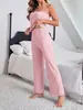Pijama para Mujer Conjunto de Top Camisola sin Tirantes y Pantalones Estilo Europeo y Americano Sexy Ajustado Cómodo Ropa de Casa Adecuado para Usar al Aire Libre
