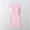 Estilo Leve e Maduro Recortes em Tela Sexy Transparente Saia Curta Justa ao Corpo para Mulheres Pura Luxúria Garota Quente Decote Redondo Vestido Slim de Manga Curta