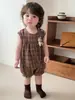 Mameluco Delgado de Verano para Recién Nacido Niño Pequeño Retro Cuadros Dibujos Animados Sin Mangas Body Ropa de Verano para Bebé Niño