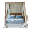 Set de Algodón de Cuatro Piezas Rayado Azul Denim de Gama Alta para Todas las Estaciones Funda de Edredón de Algodón Puro Sábanas Ropa de Cama Doble para B&B