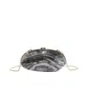 Bolsa de Embreagem Noturna Transfronteiriça, Elegante Bolsa Caixa Oval Estilo Francês com Padrão de Mármore, Bolsa de Concha Acrílica, Bolsa Transversal