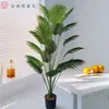 Plantas Artificiais Decorativas Grandes Transfronteiriças, Plantas Simuladas para Paisagismo Interno, Combinações de Folhas de Palmeira Leque, Folhagens Artificiais para Paisagismo