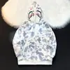Chaqueta Unisex Tiburón Cabeza Primavera y Otoño Doble Capucha Retro Americano Holgada Casual Bordado de Toalla Camuflaje