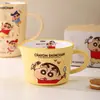 Taza medidora de cerámica oficial de la colaboración de Crayon Shin-chan, para uso doméstico, ideal para leche, desayuno y repostería creativa, con marcas para una fácil medición