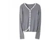Mind Bridge [Lã de Ovelha] Outono 2025 Cor Contrastante Francesa Slim Cardigan Design Feminino Gola V Tricotado
