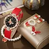 2024 Transfronterizo Caliente Oro Rosa Mariposa Redondo Luz Correa Reloj Perla Mariposa Joyería Traje Mayoreo