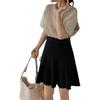 Otoño e Invierno Nueva Falda de Punto A-Line Retro Plisada de Color Sólido para Mujeres Petite, Cintura Alta, Adelgazante, Falda Corta Versátil